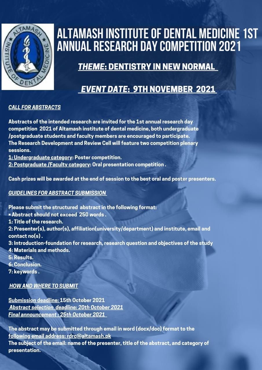 Altamash Institute Of Dental Medicine 1st Annual Research Day Competition 2021